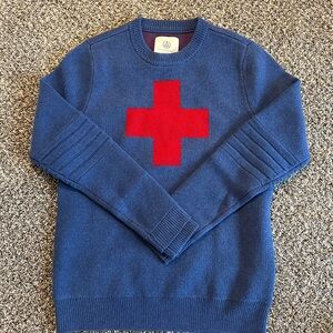 Blue and Red Ski Patrol Cross Sweater